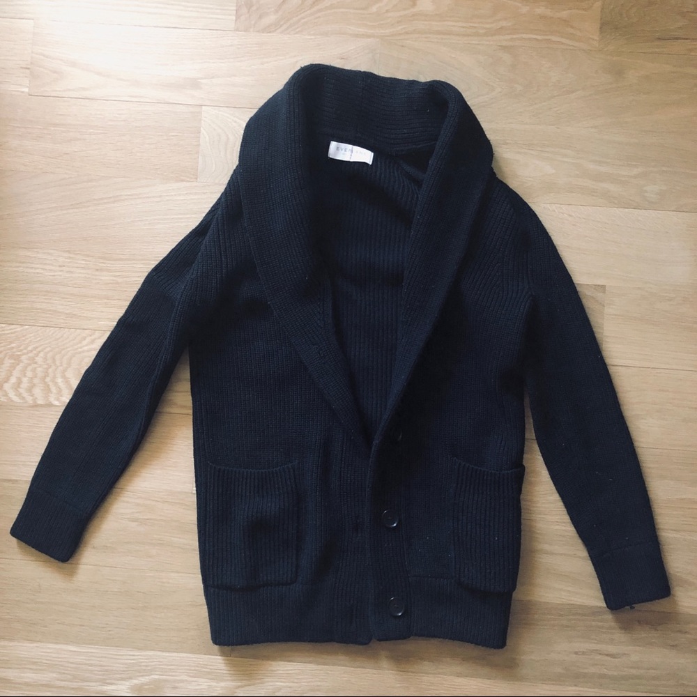 Everlane Black Wool Cardigan Sweater EUC
